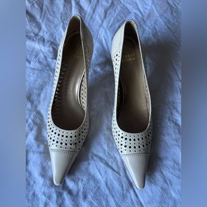 Stuart Weitzman perforated genuine leather pumps heels